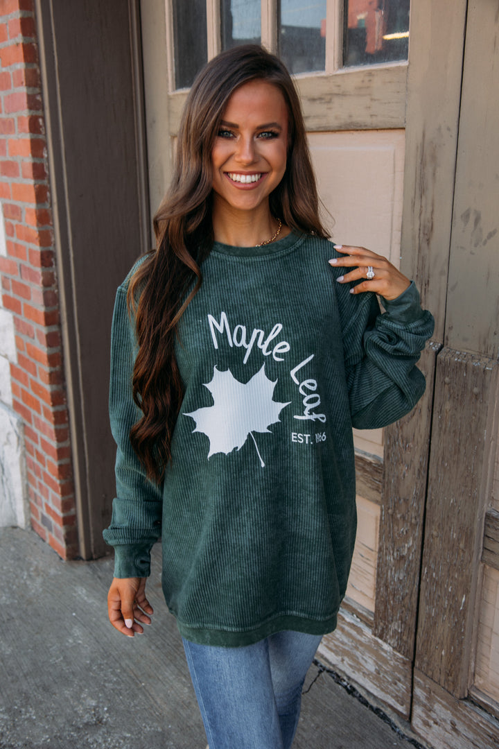 Maple Leaf Cord -Olive