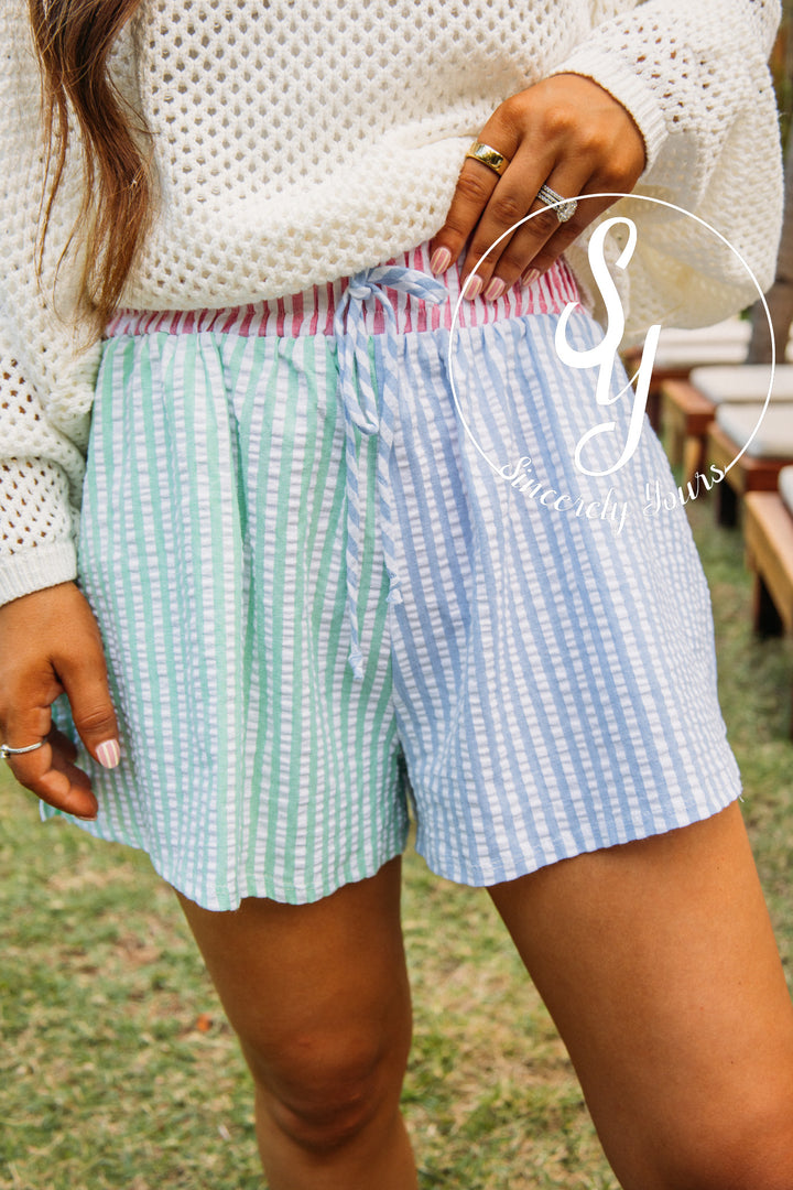 Social Club Shorts- Sage/Sky Blue