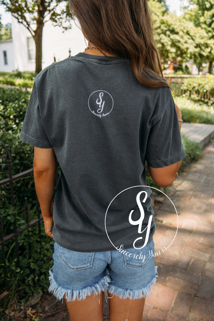 Kansas City Red Gingham Tee- Gray