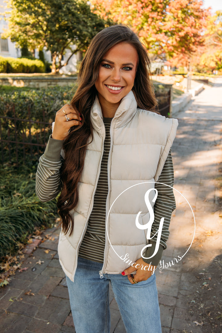 Celebrate Puffer Vest - Ecru