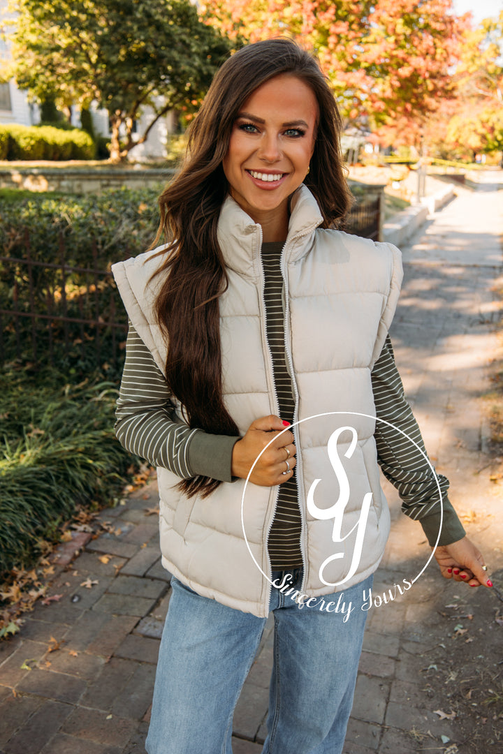 Celebrate Puffer Vest - Ecru
