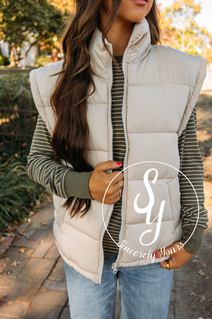 Celebrate Puffer Vest - Ecru