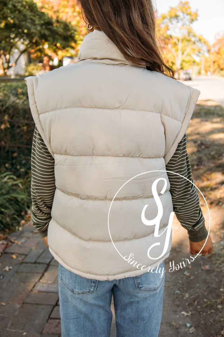 Celebrate Puffer Vest - Ecru