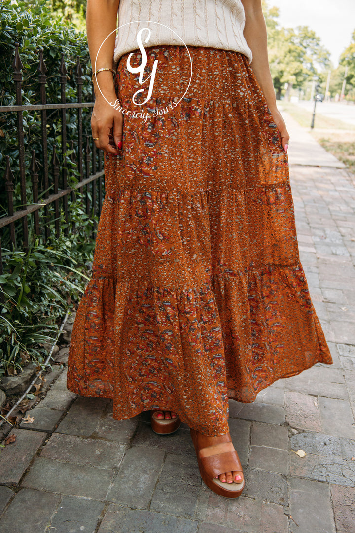 Paisley Love Skirt- Copper