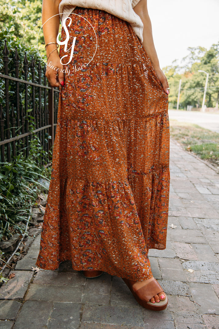 Paisley Love Skirt- Copper