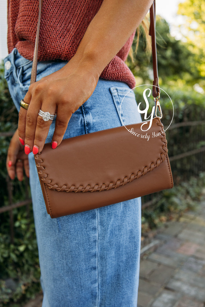 Kyle Whipstitch Crossbody/Wallet - Brown