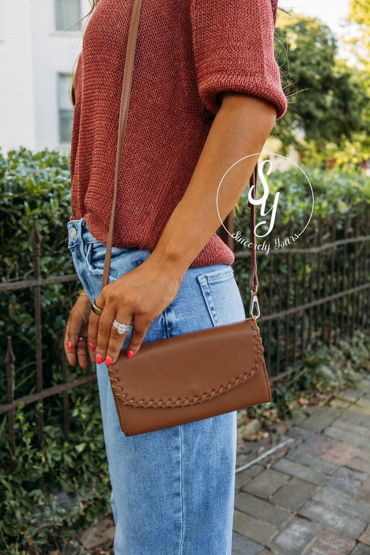 Kyle Whipstitch Crossbody/Wallet - Brown