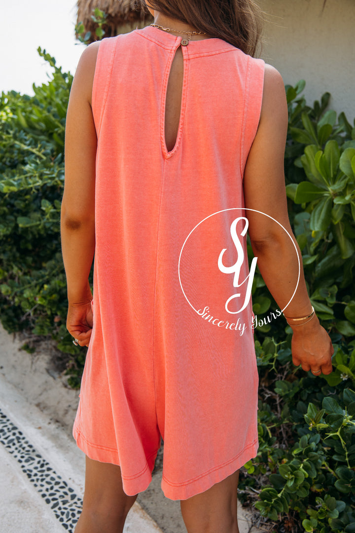 Seaside Market Romper- Coral