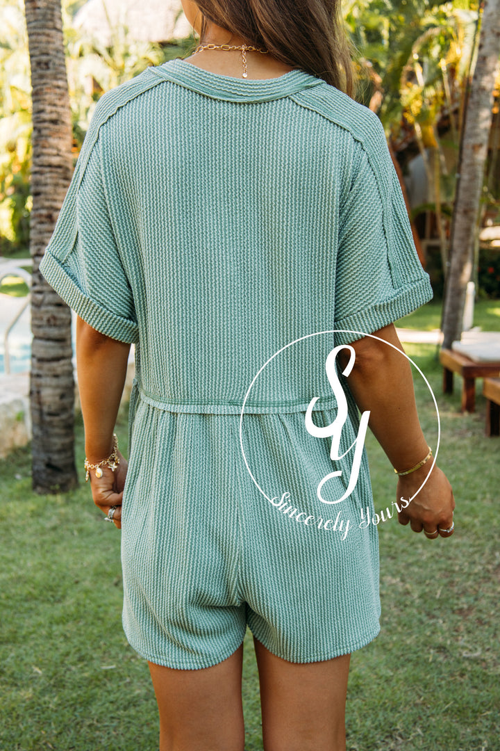 Palm Tree Romper- Sage