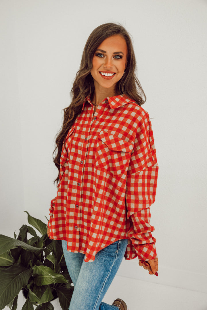 Cozy Button Up - Red