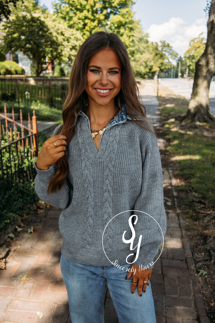 Take The Trip Sweater- Grey