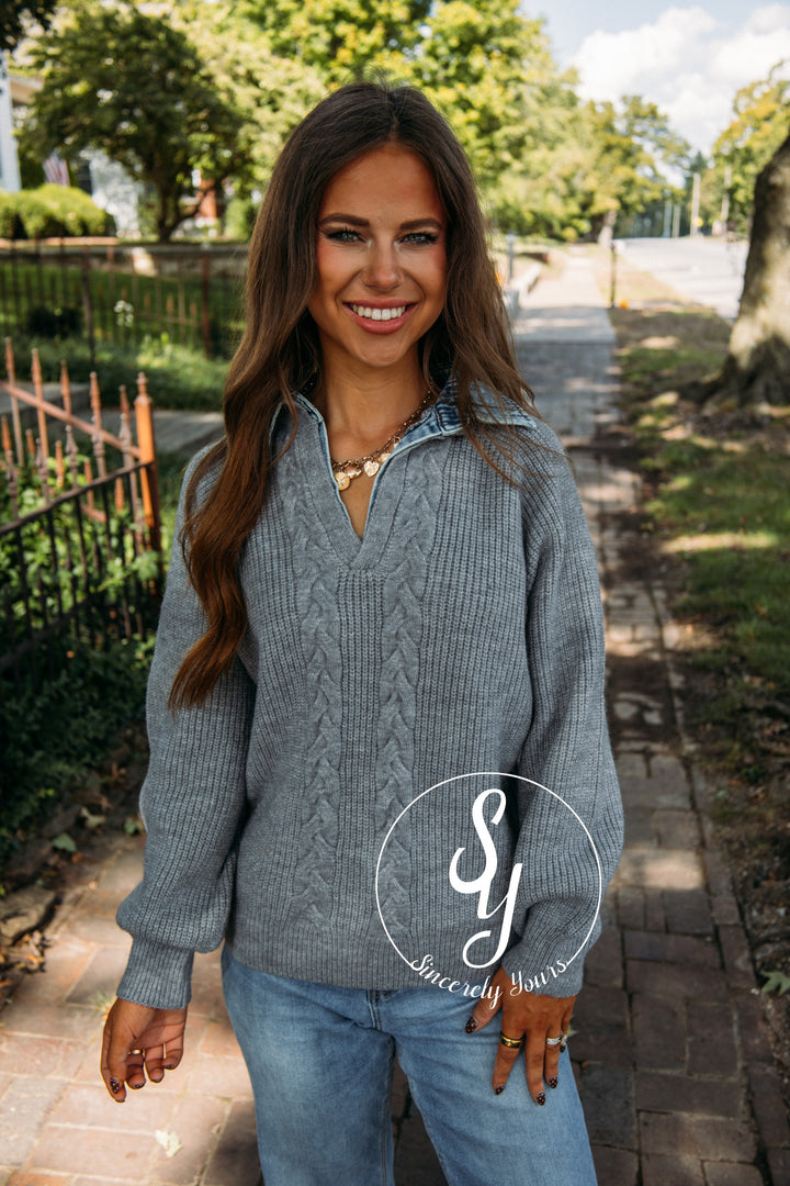 Take The Trip Sweater- Grey