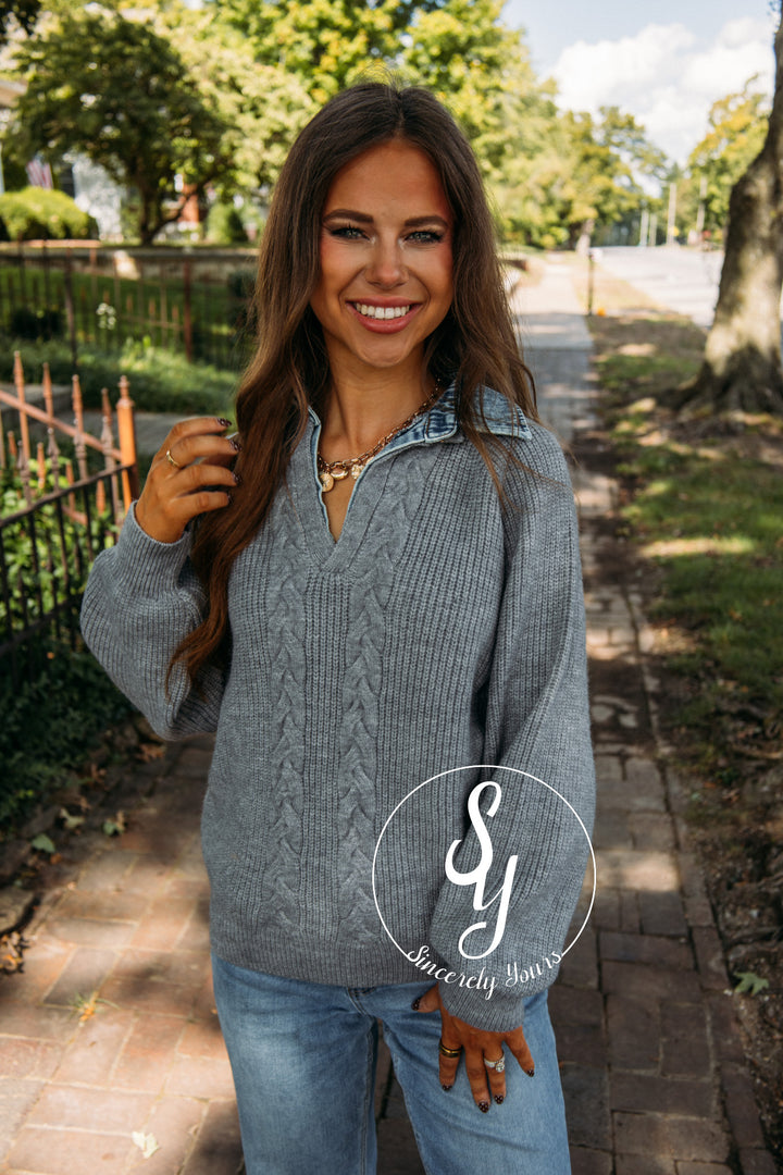 Take The Trip Sweater- Grey