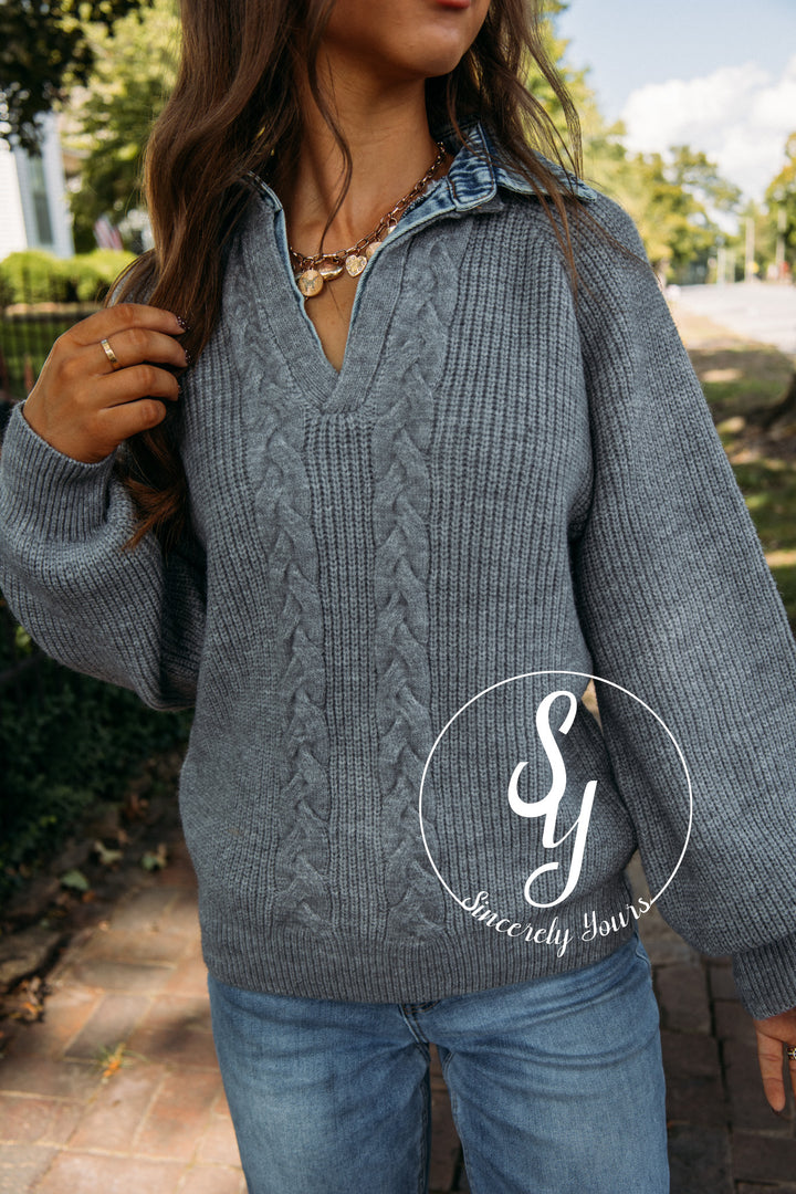 Take The Trip Sweater- Grey