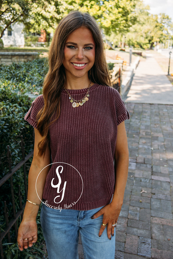 Midnight Feels Sweater- Burgundy