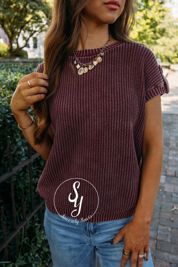 Midnight Feels Sweater- Burgundy
