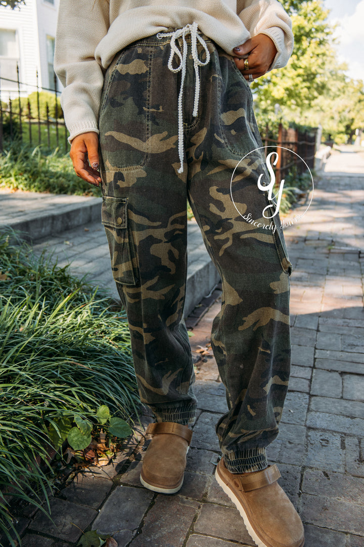 Sadie Pants- Olive Camo
