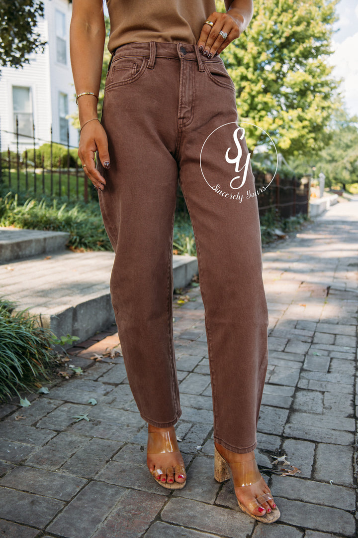 Raven Barrel Denim- Brown