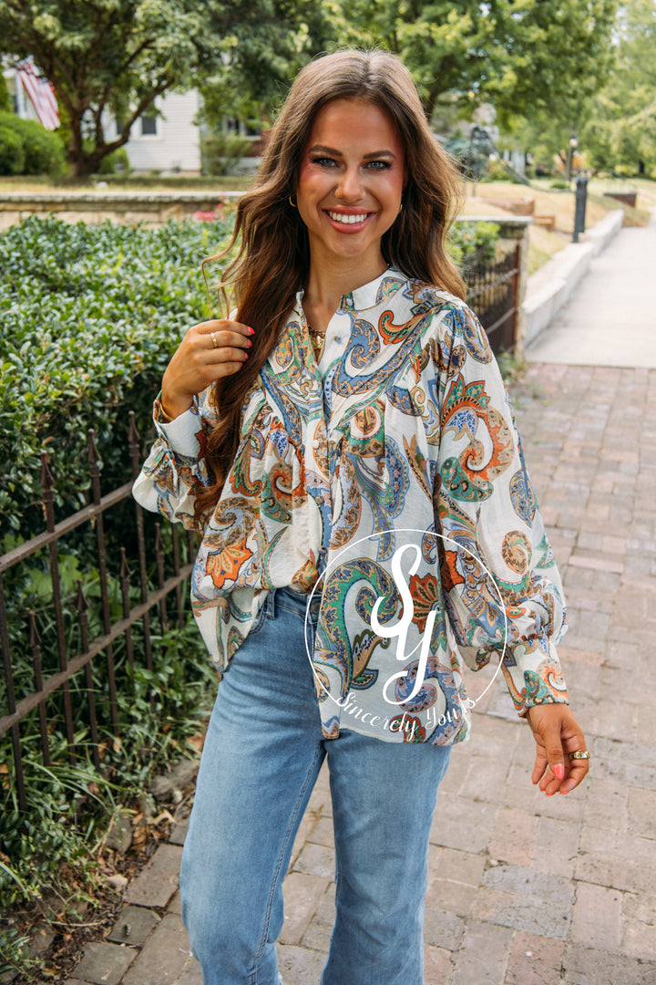 Paisley Love Top-Ivory