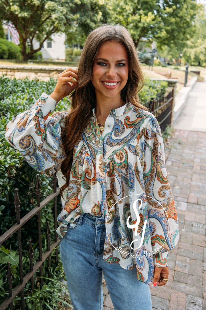 Paisley Love Top-Ivory