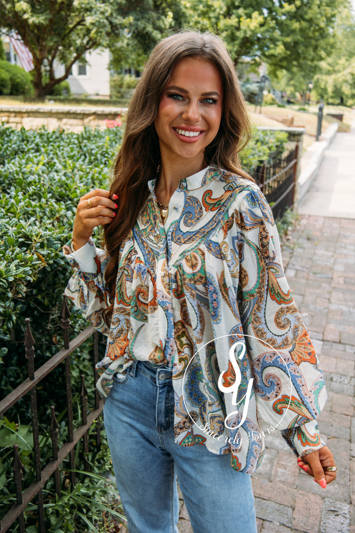 Paisley Love Top-Ivory