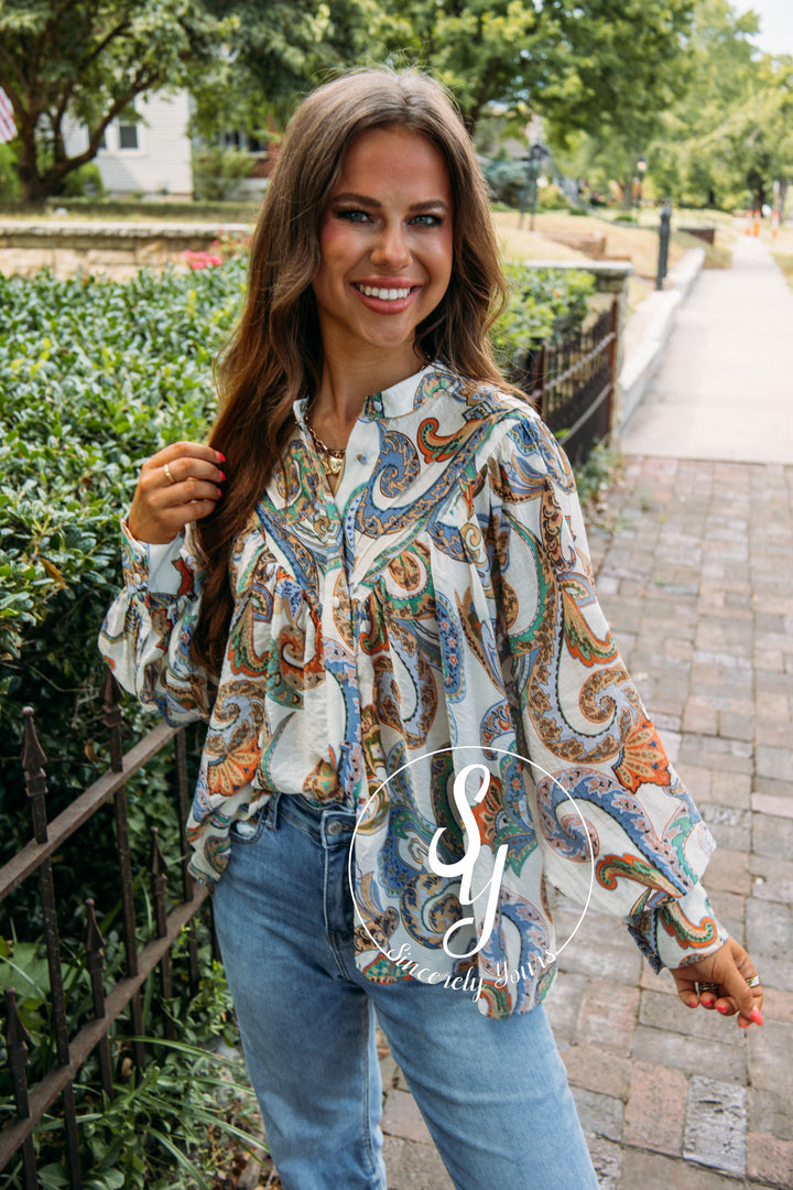 Paisley Love Top-Ivory