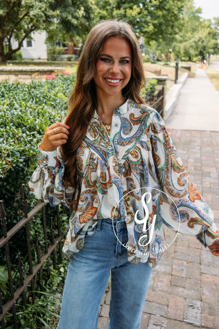 Paisley Love Top-Ivory