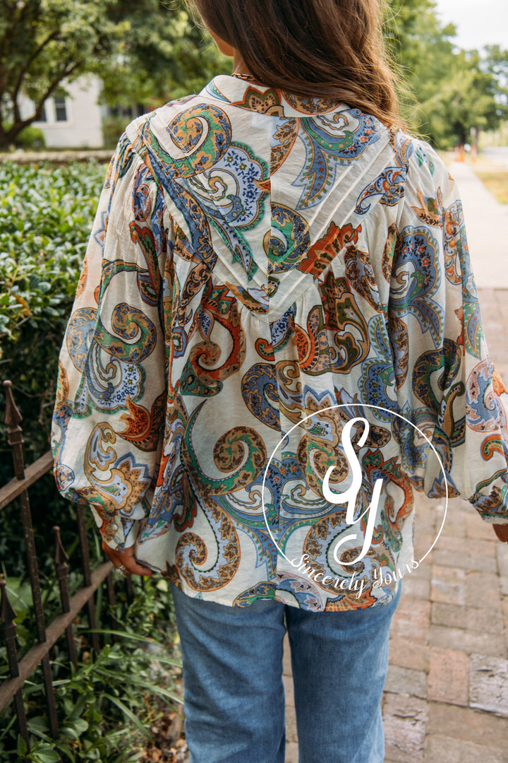 Paisley Love Top-Ivory