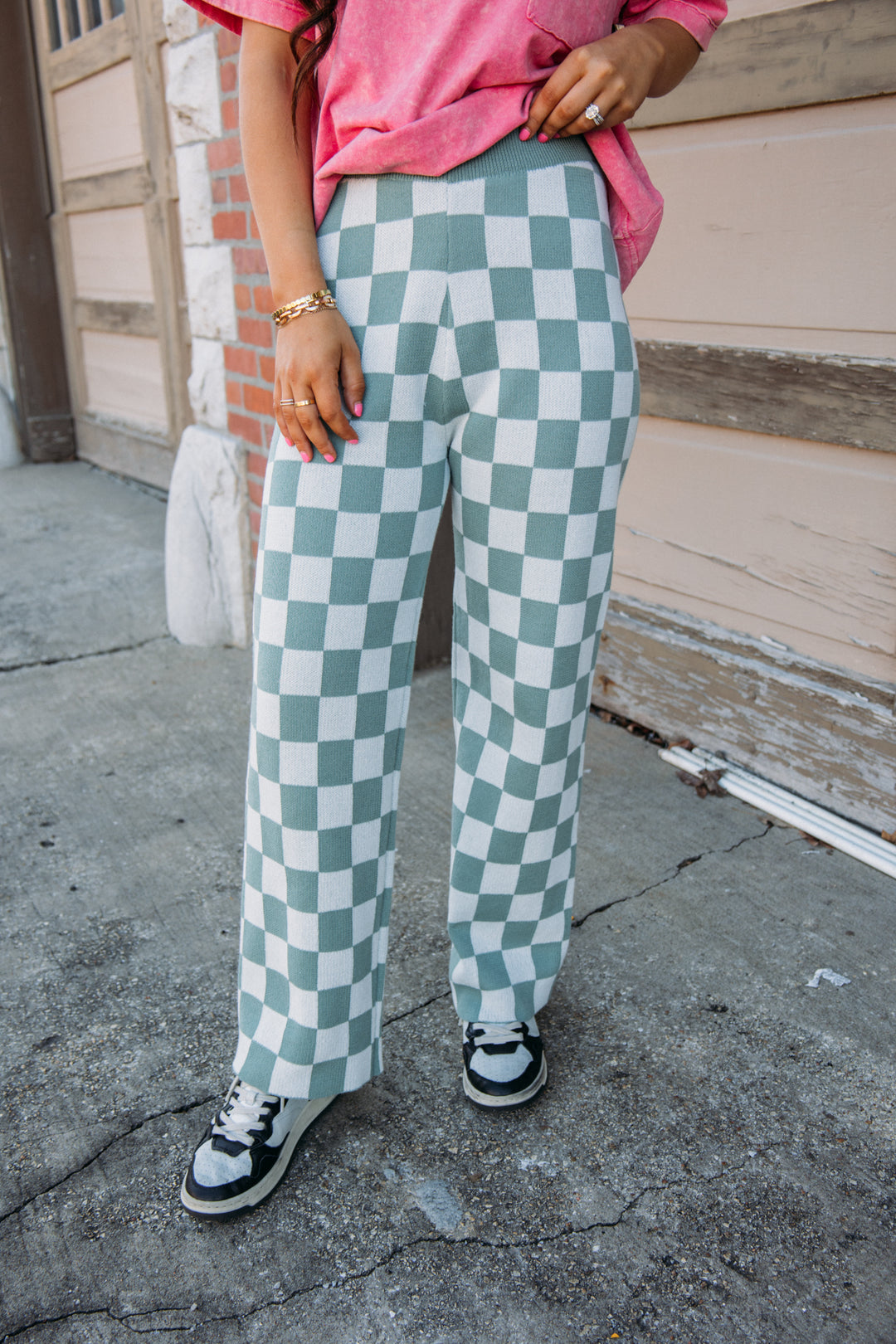Checkered Past Pants - Green/Cream