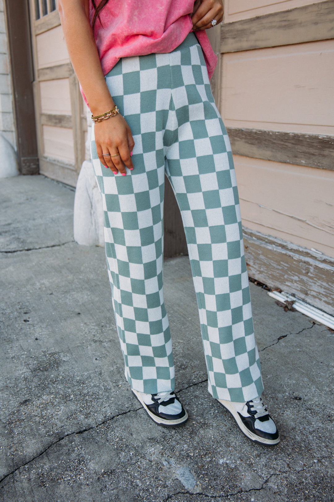 Checkered Past Pants - Green/Cream