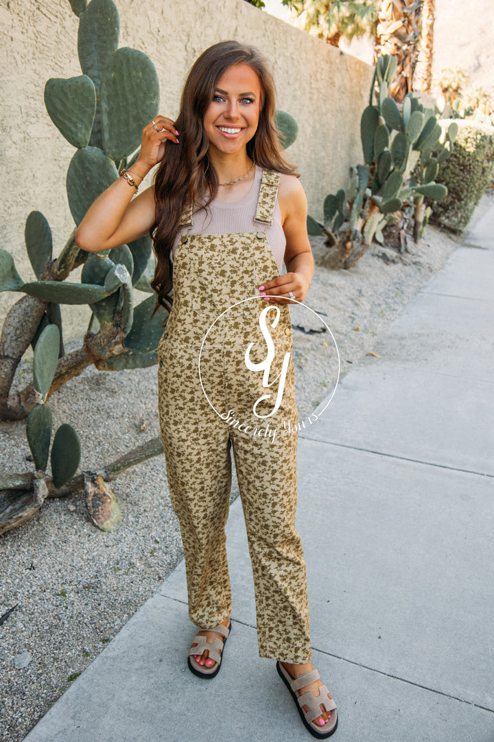 Hopeful Dreamer Overalls-Lt Green/ Olive Fl