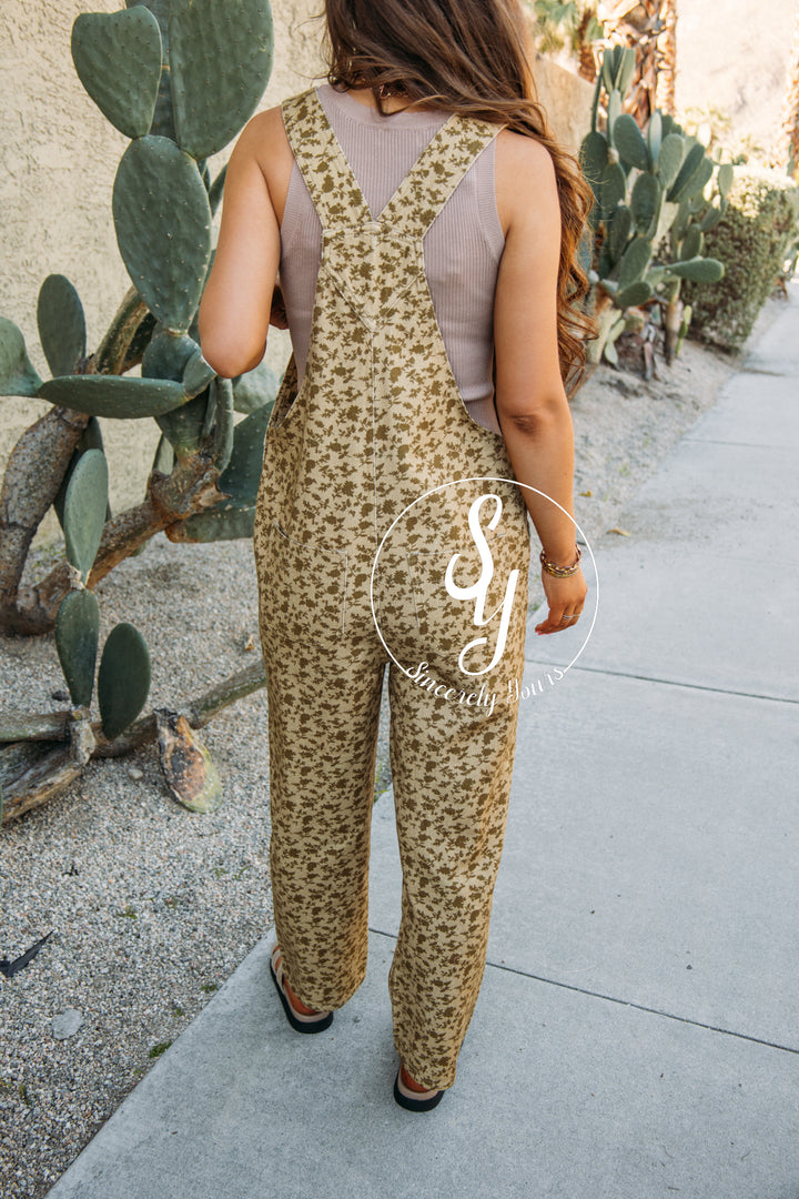 Hopeful Dreamer Overalls-Lt Green/ Olive Fl