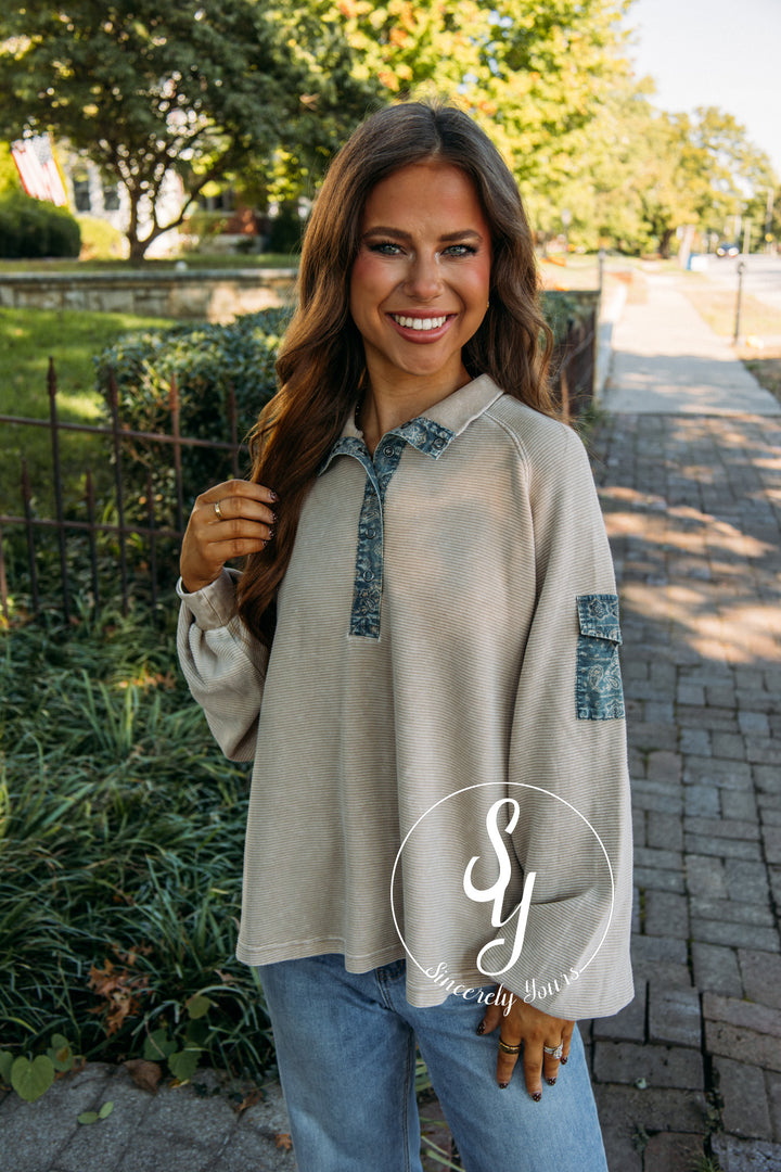Pocket Here Top - Khaki