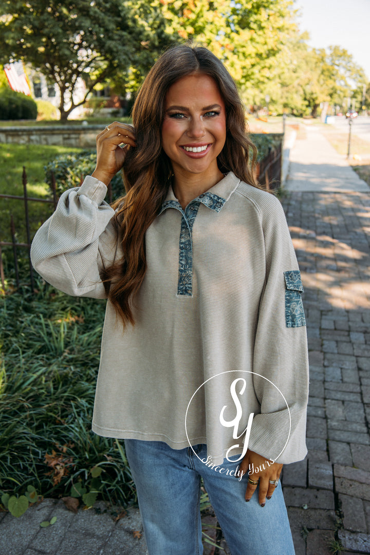 Pocket Here Top - Khaki