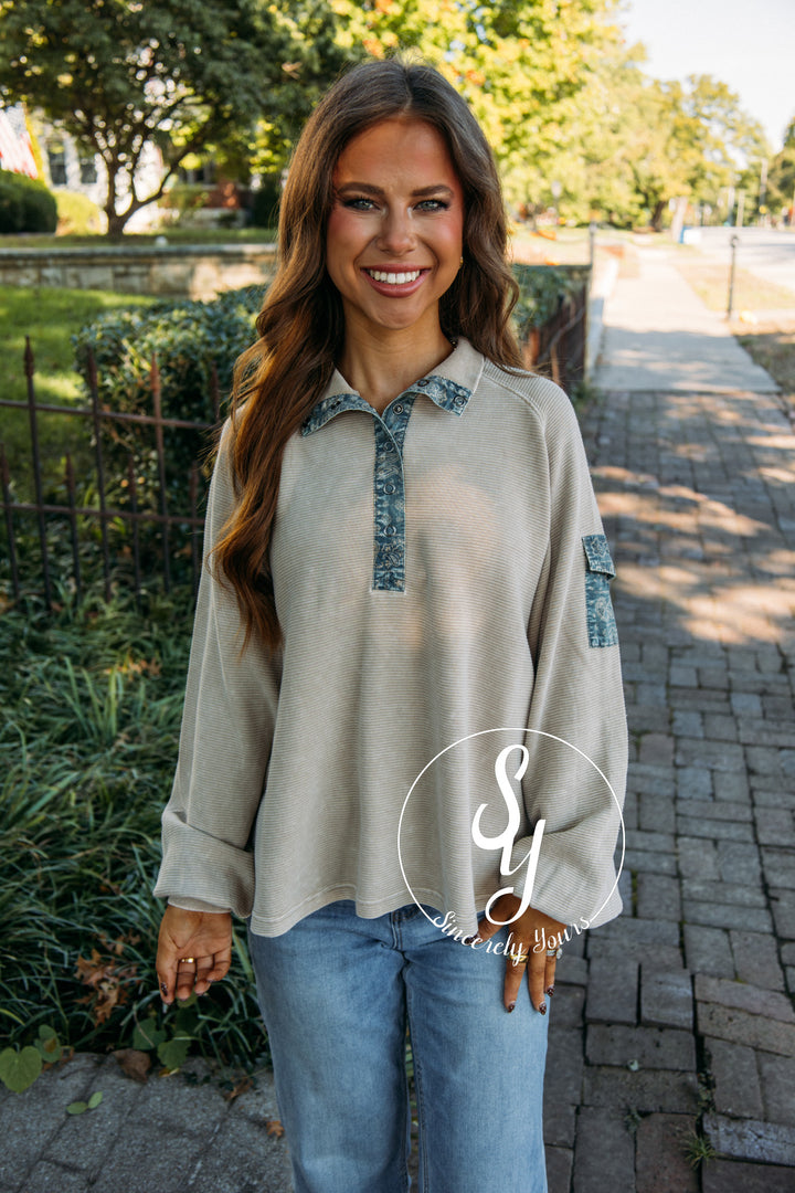 Pocket Here Top - Khaki