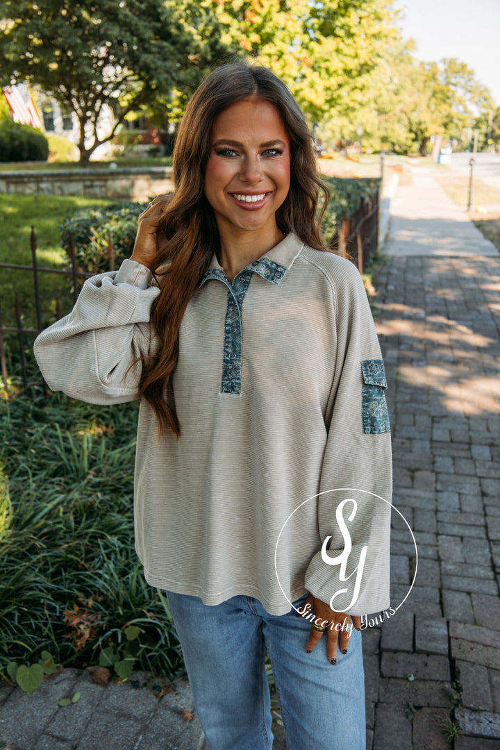 Pocket Here Top - Khaki