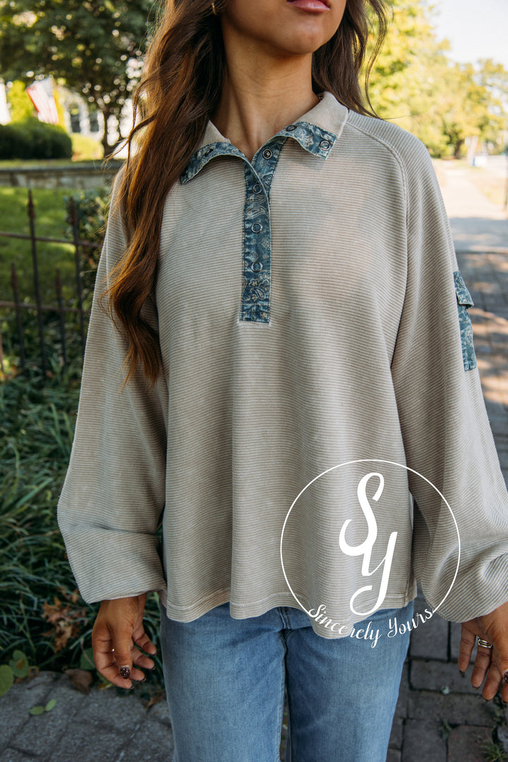 Pocket Here Top - Khaki
