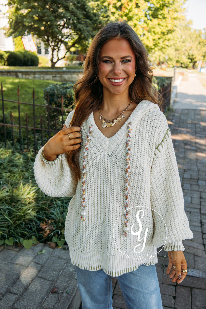 Pearl Knit Sweater - Cream