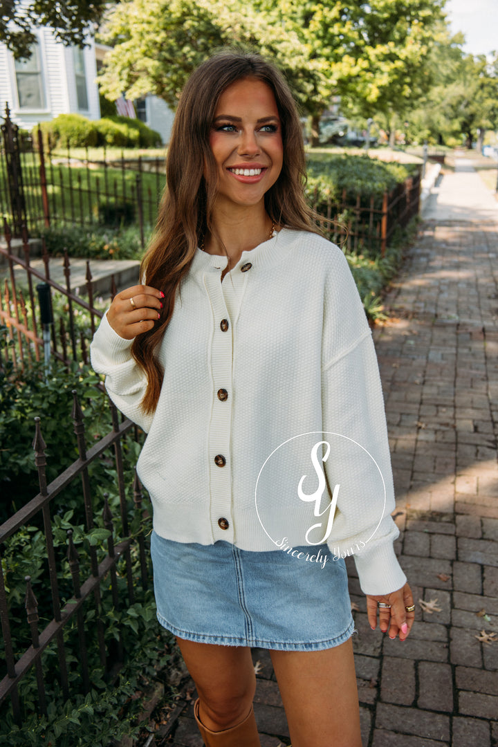 Cozy Break Cardigan- Cream