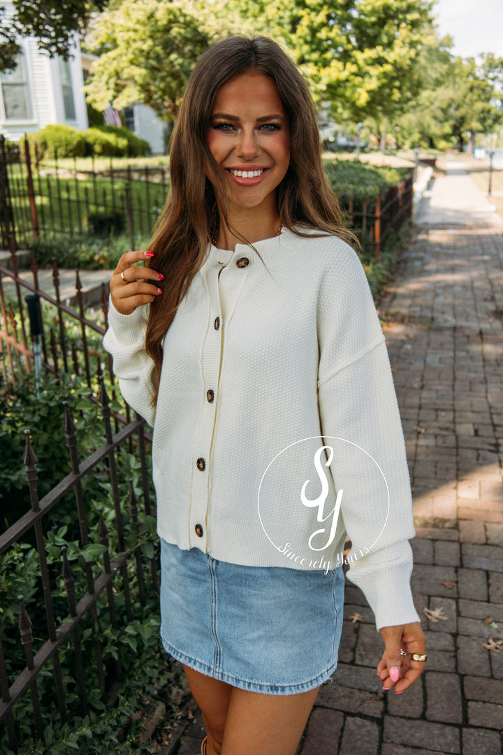 Cozy Break Cardigan- Cream