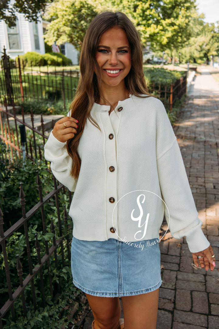 Cozy Break Cardigan- Cream