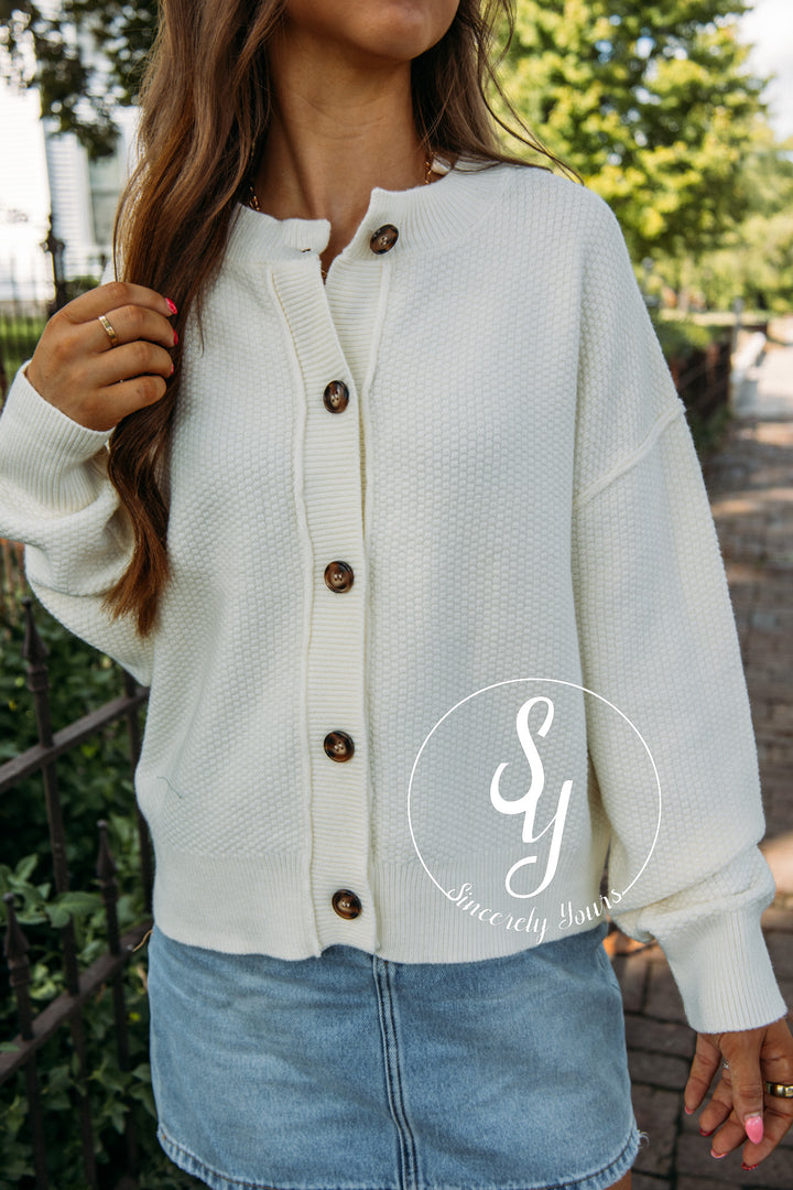 Cozy Break Cardigan- Cream