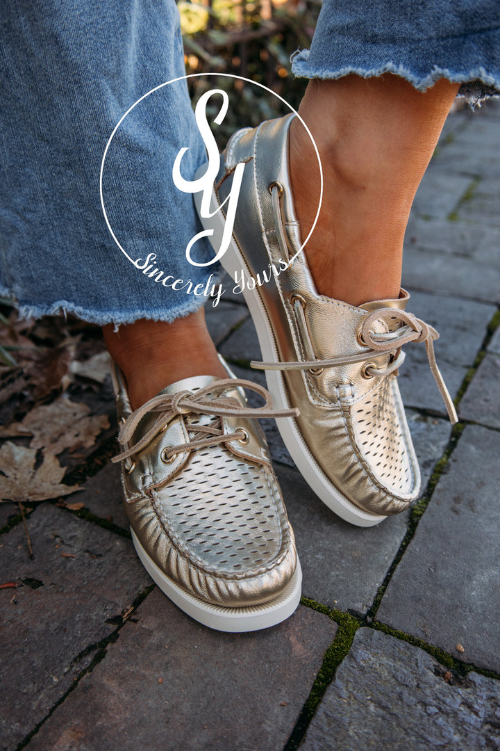 Sail Gold Leather Loafers- Gold
