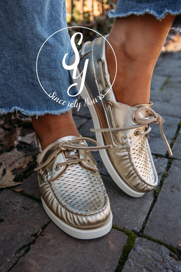 Sail Gold Leather Loafers- Gold
