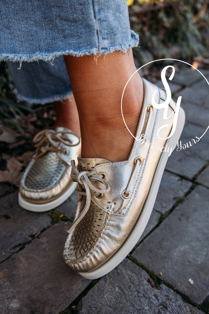 Sail Gold Leather Loafers- Gold