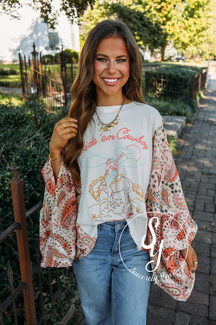 Ride Em' Cowboy Graphic - Bone