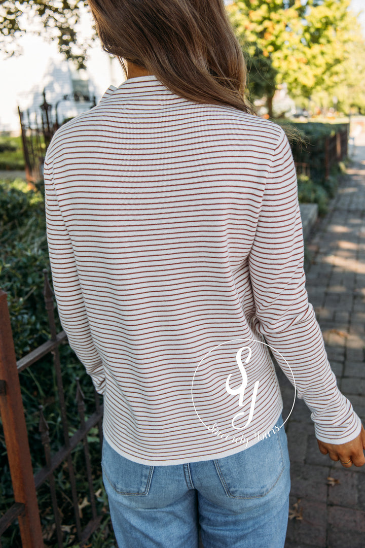 Stripe Basic Sweater - Ivory/ Copper