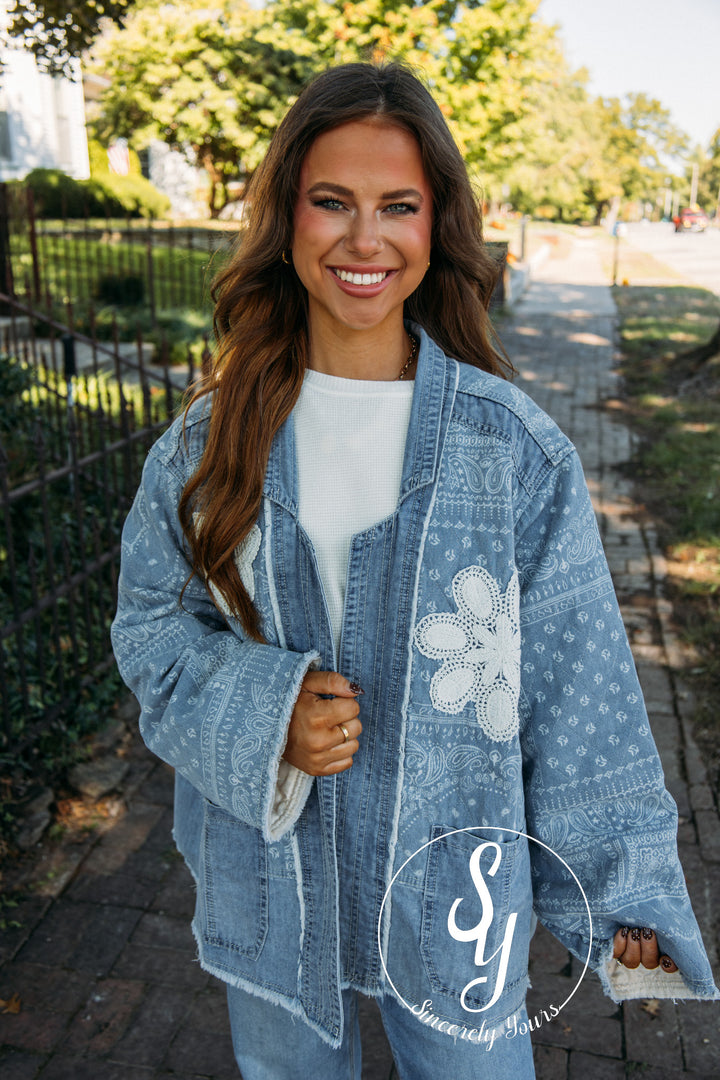 Paisley Flower Jacket - Denim