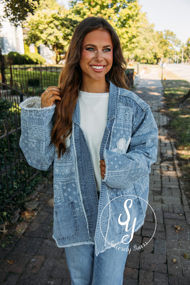 Paisley Flower Jacket - Denim
