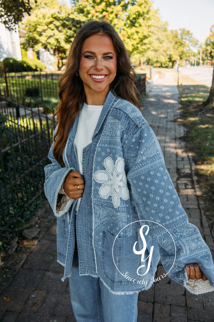 Paisley Flower Jacket - Denim